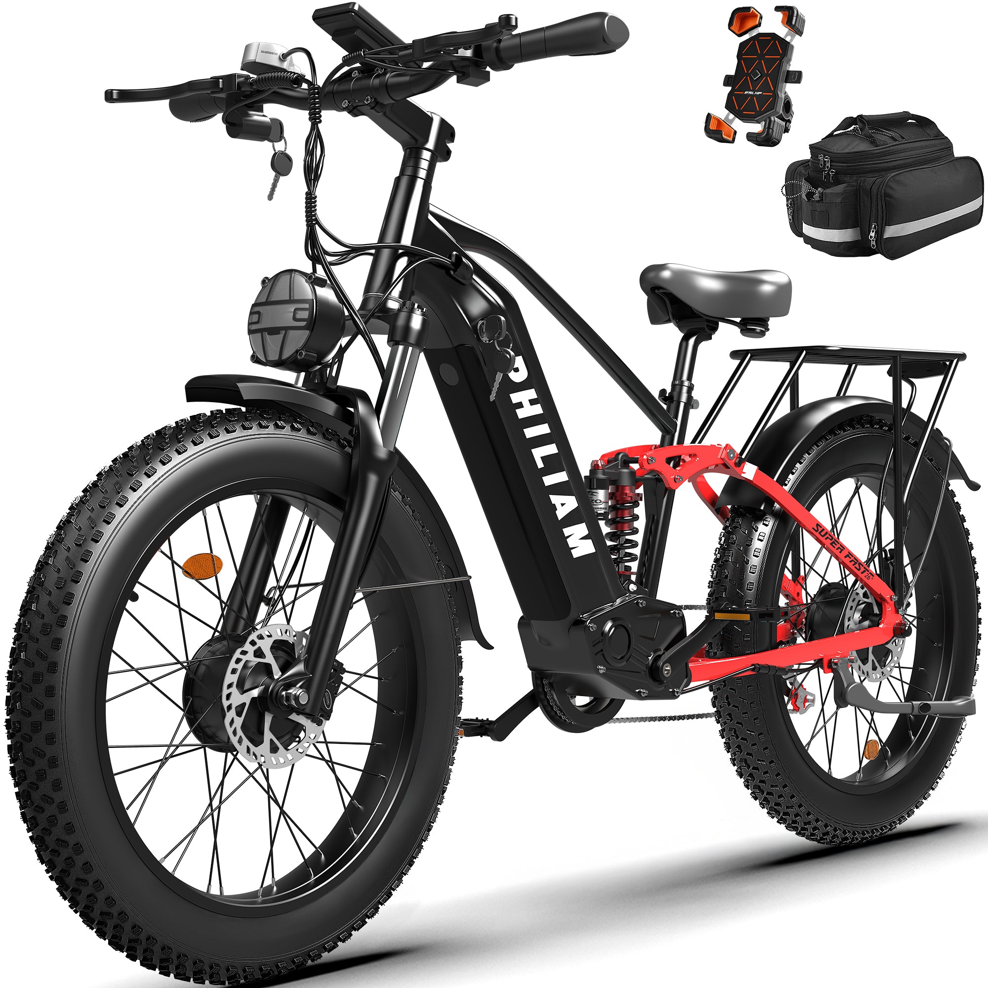 electric bicycle 3000w PHILIAM F3 PRO Dual Motor E-Bike, Peak Power, 52V 23Ah Battery, – dyisland IBAGSSITEWIDESALE TUMI Voyageur Ascot Convertible steel frame can handle Size:SHIMANO NASCI C3000HG FD