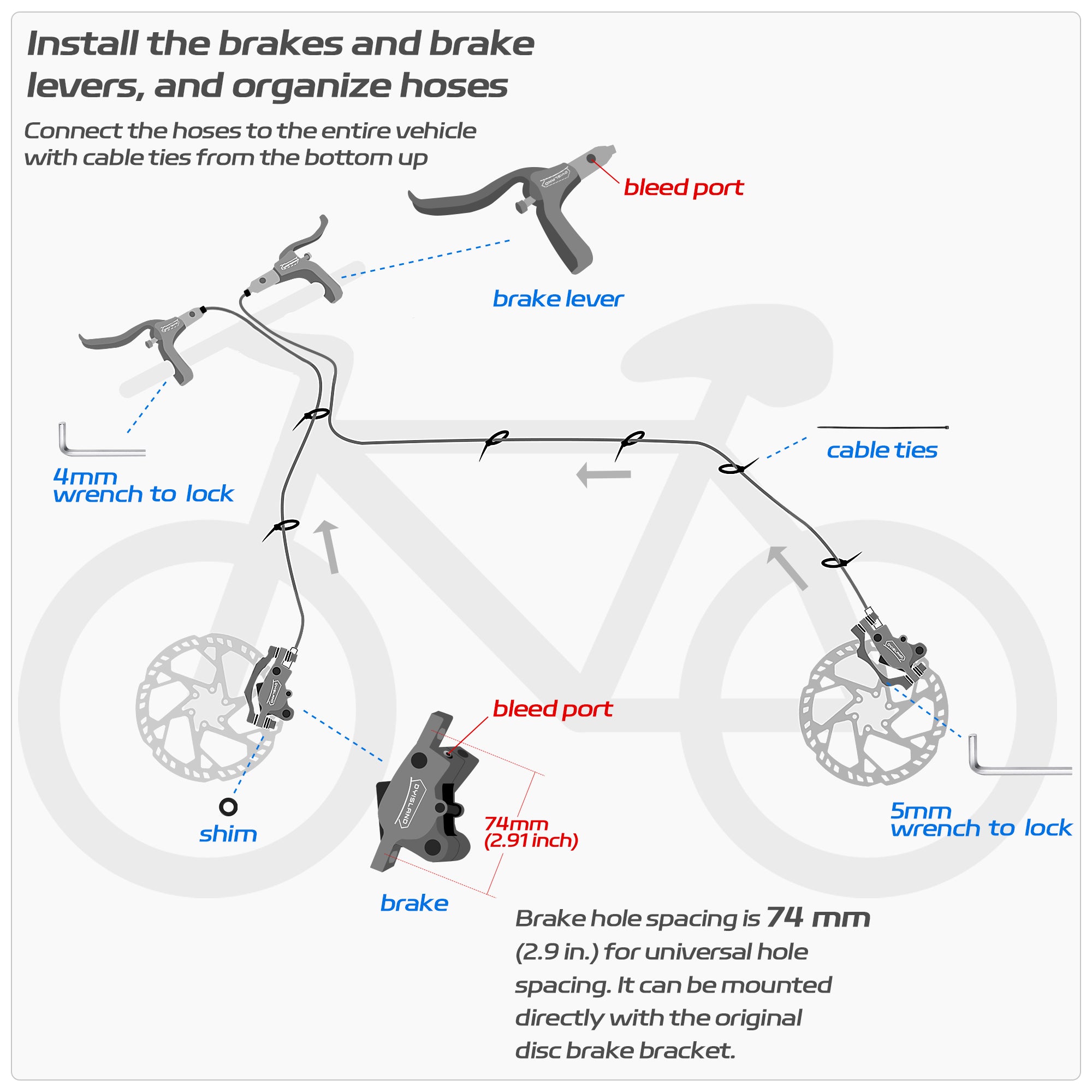 DYISLAND SD-200 2-Pistons Hydraulic Disc Brake Set  For MTB/Mountain Bike