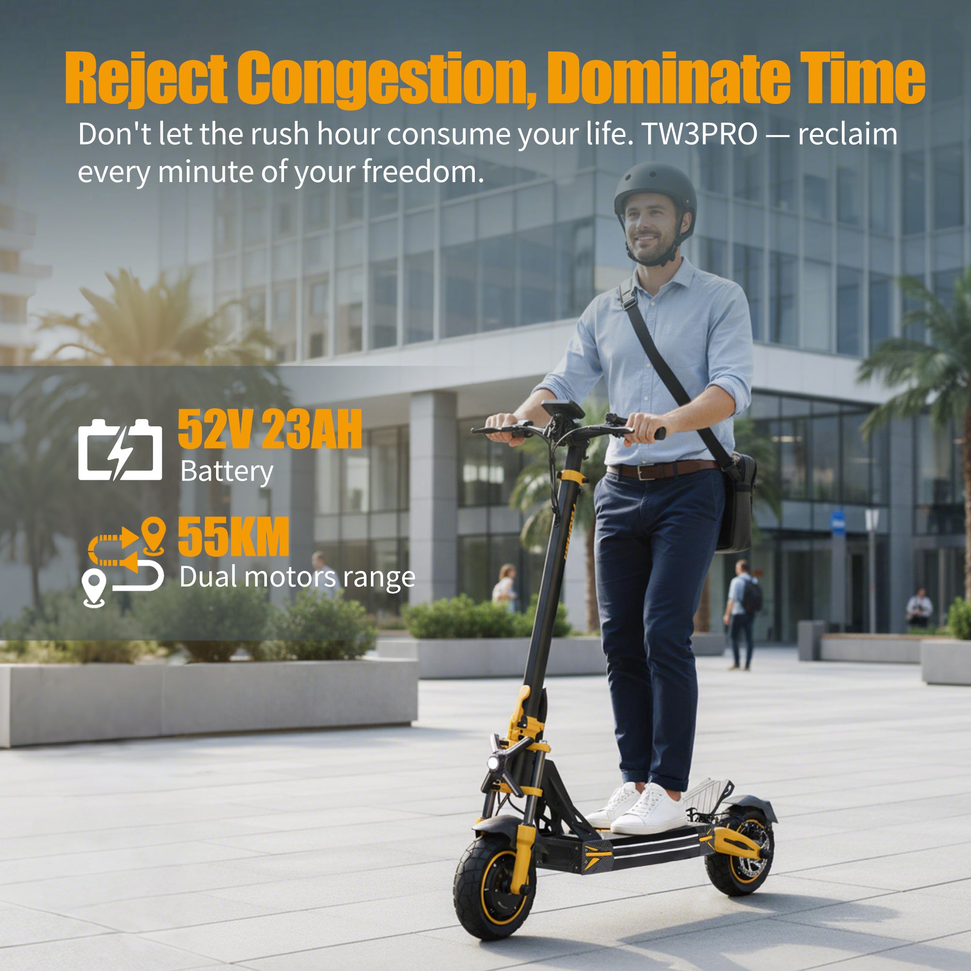 TWOFISH TW3 PRO Electric Scooter – Dual 1000W Motors, 60km/h Top Speed, 55km Range, NFC Unlock, Dual Suspension & Disc Brakes（EU）
