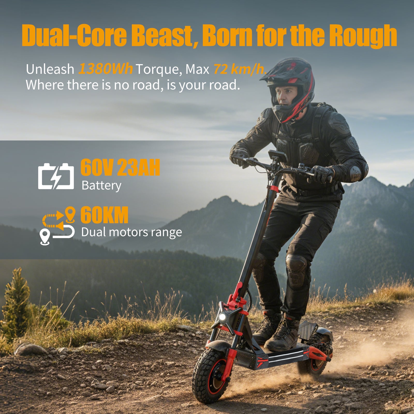 TWOFISH TW4 PRO Electric Scooter – Dual 1000W Motors, 72km/h Top Speed, 60km Range, NFC Unlock, Dual Suspension & Disc Brakes（EU）