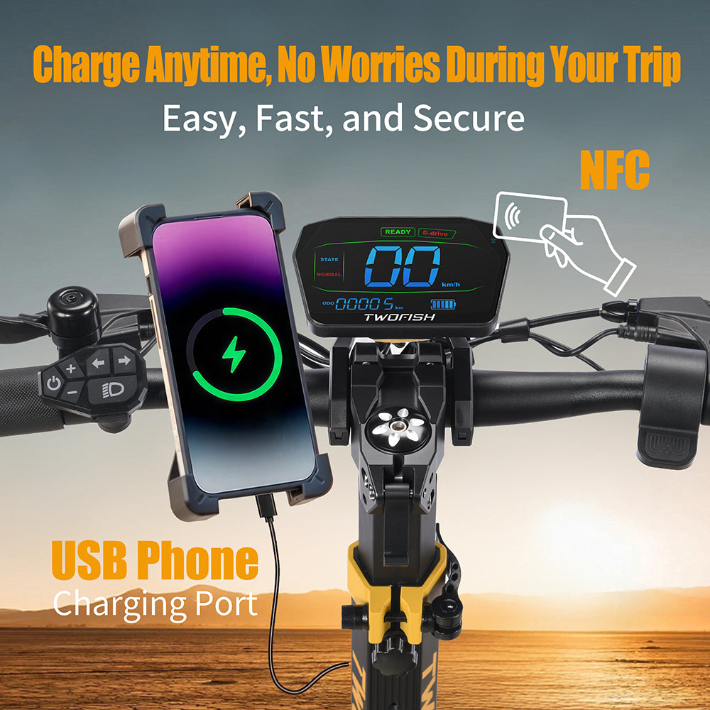 TWOFISH TW3 PRO Electric Scooter – Dual 1000W Motors, 60km/h Top Speed, 55km Range, NFC Unlock, Dual Suspension & Disc Brakes（EU）