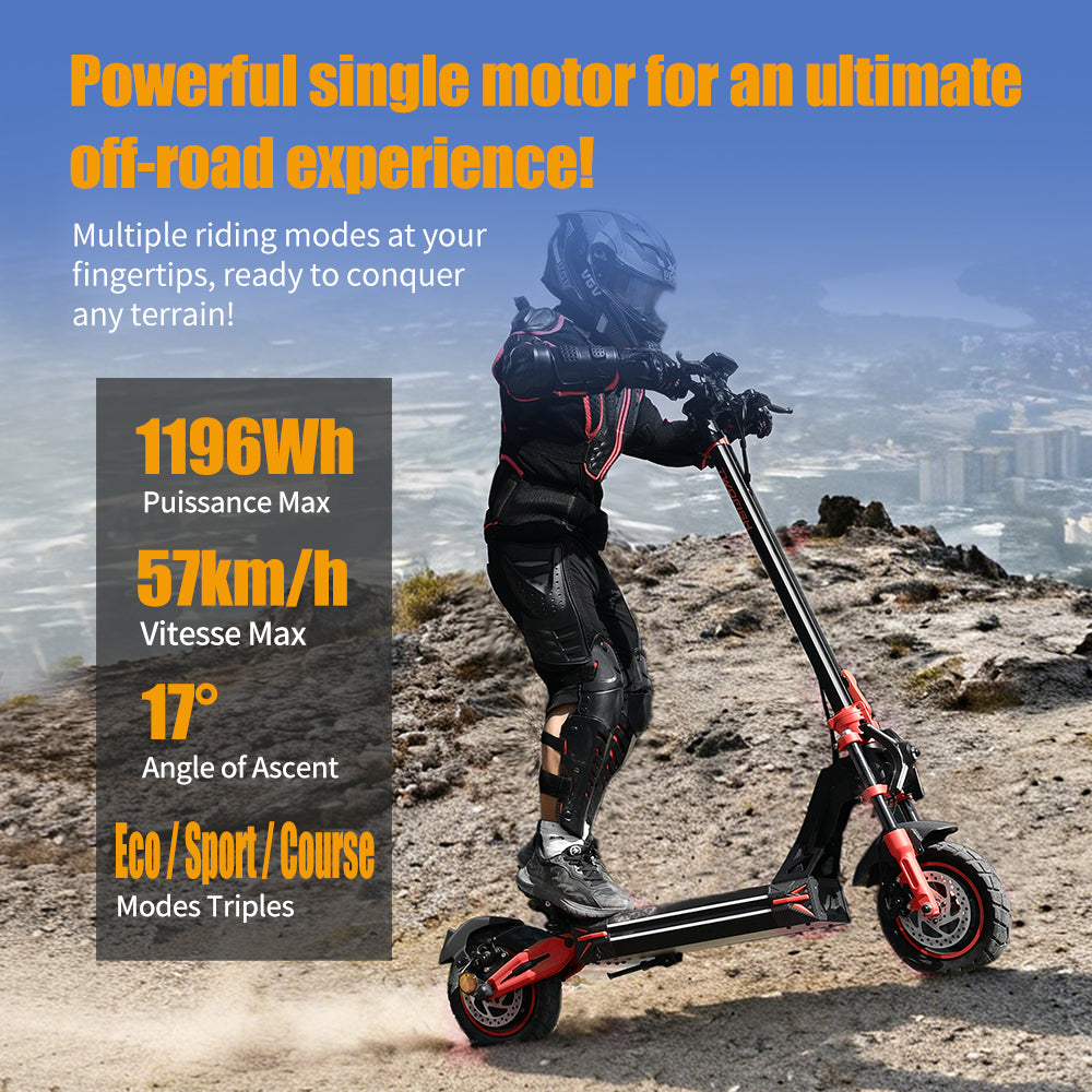 TWOFISH V4 MAX Electric Scooter – 800W Motor, 57km/h Top Speed, 60km Range, NFC Unlock, Dual Disc Brakes & Dual Suspension（EU）