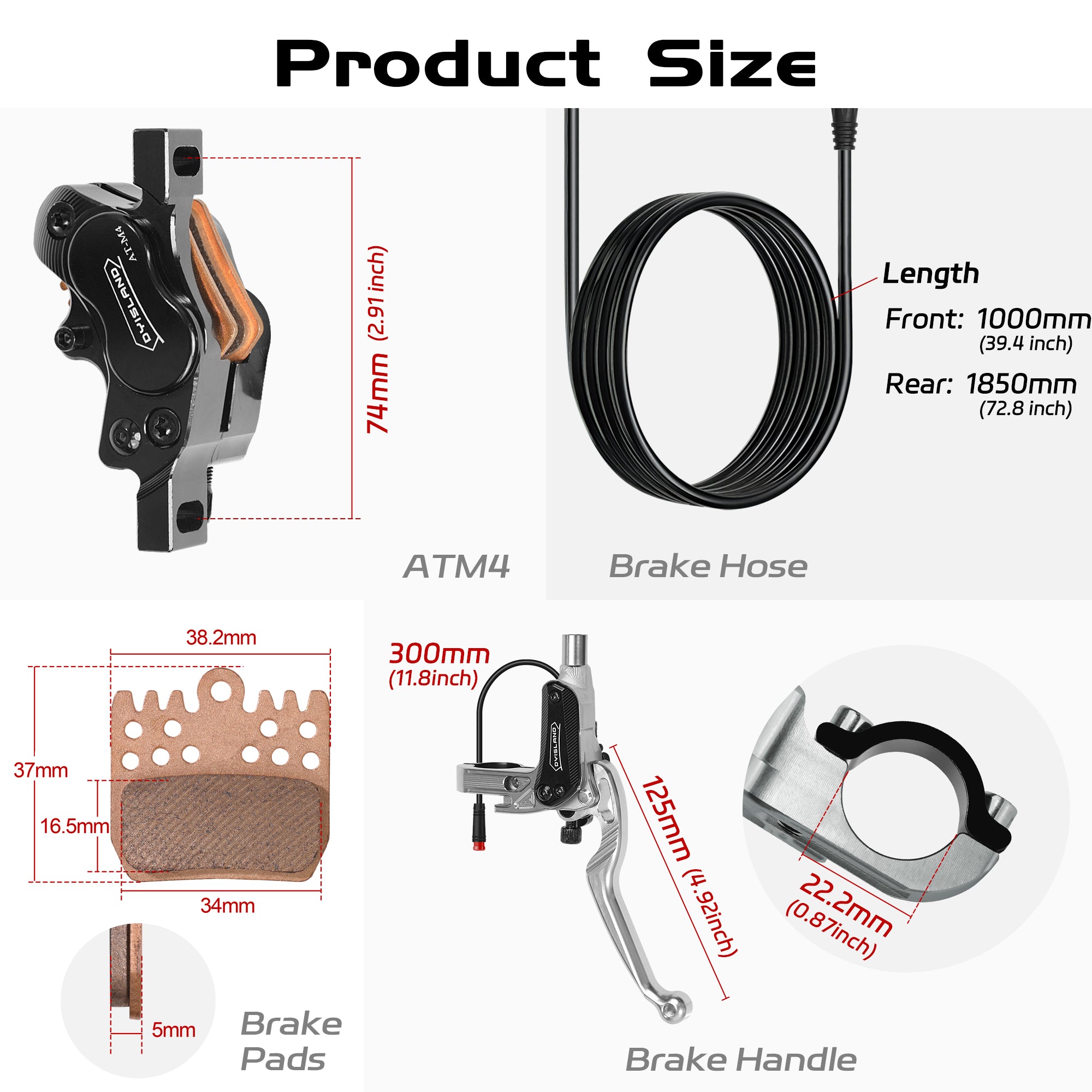 DYISLAND ATE4 All-New Upgraded CNC Four-Piston Hydraulic Disc