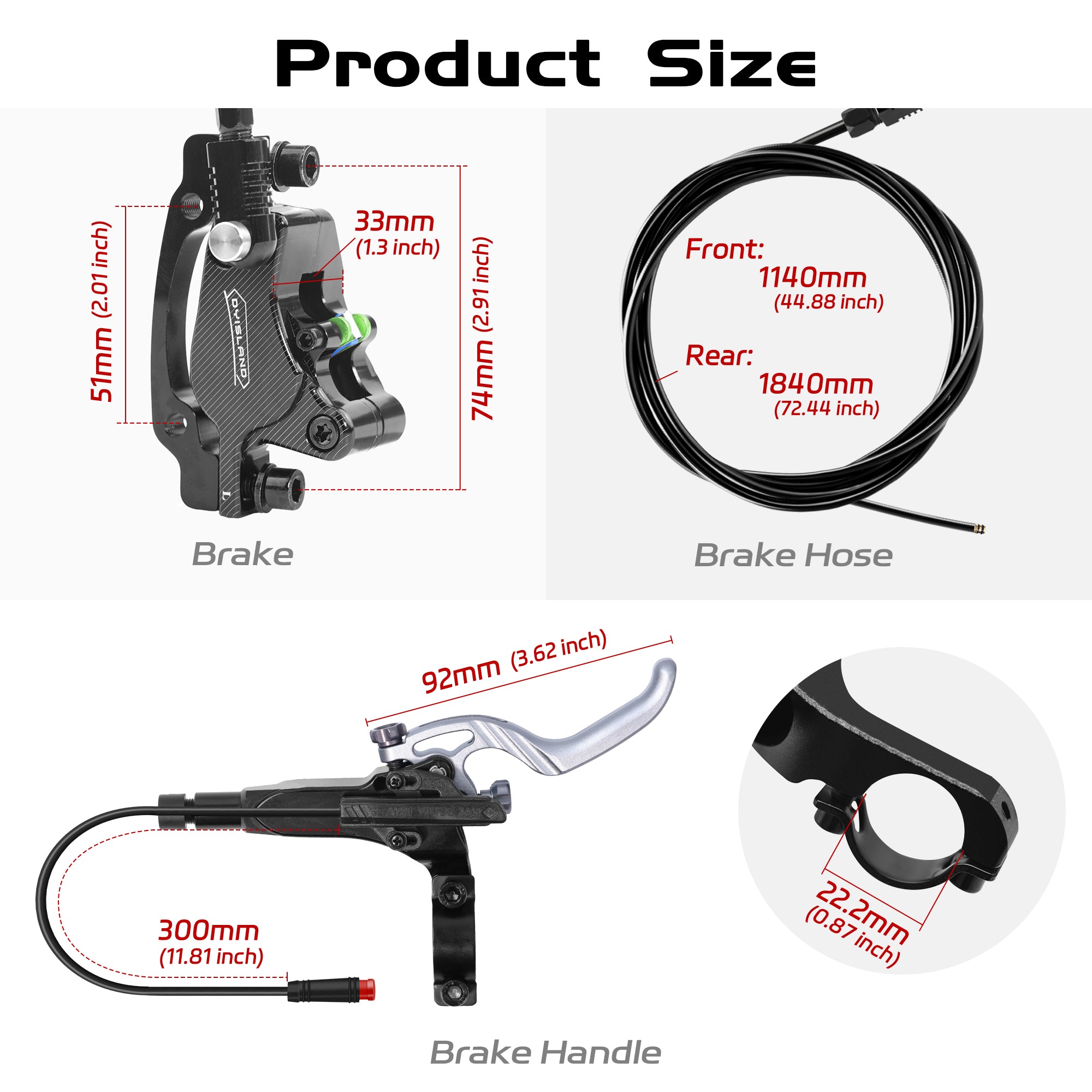 DYISLAND LD-240 Dual-Piston E-Scooters Hydraulic Disc Brake Kit