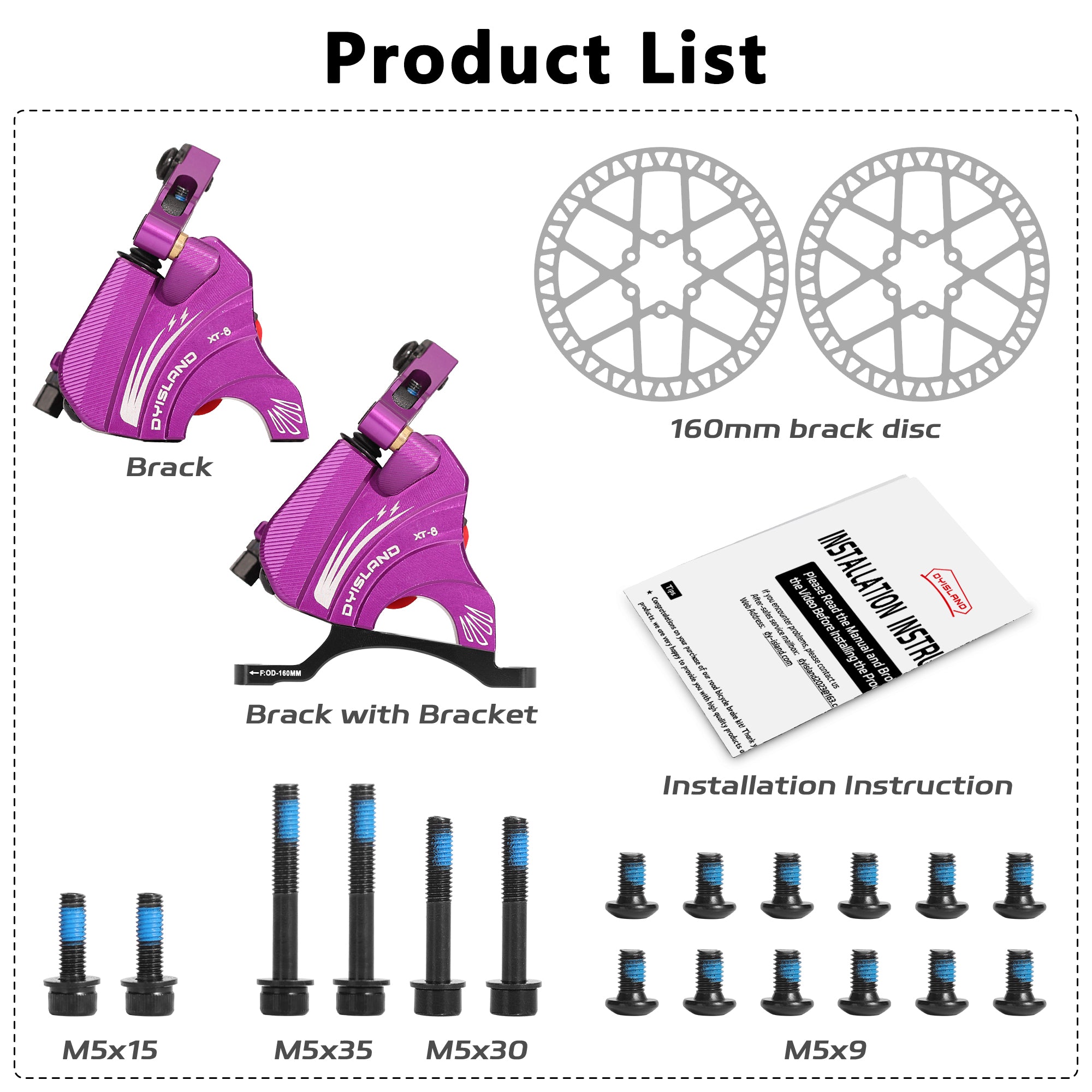 DYISLAND XT-8 Seilzugbetätigtes Hydraulisches Scheibenbremsen-Kit für Rennräder 