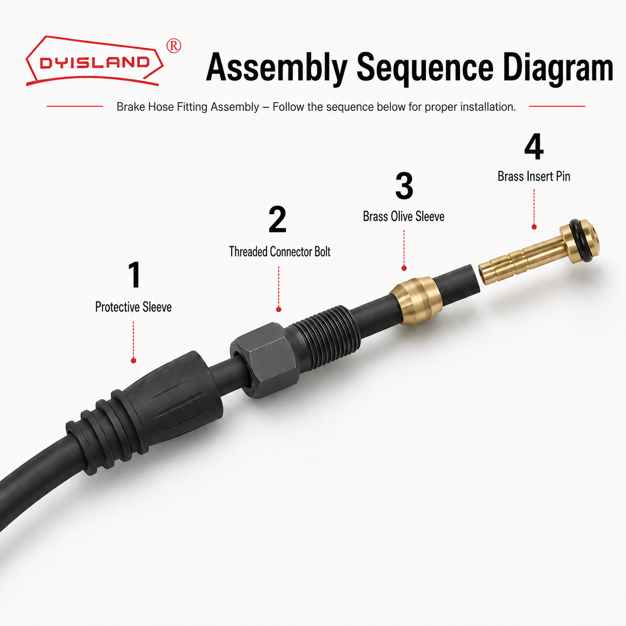DYISLAND Hydraulic Brake Hose Connector Pin BH59/BH10 Oil Needle Olive Head Tightening Screw Protective Cover
