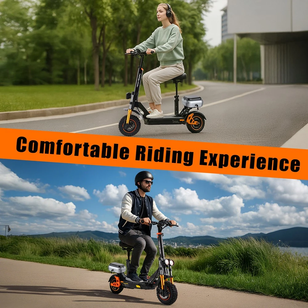 TWOFISH V5 MAX Electric Scooter with Seat – 800W Motor, 45km/h Top Speed, 45km Range, Dual Suspension & Disc Brakes（EU）