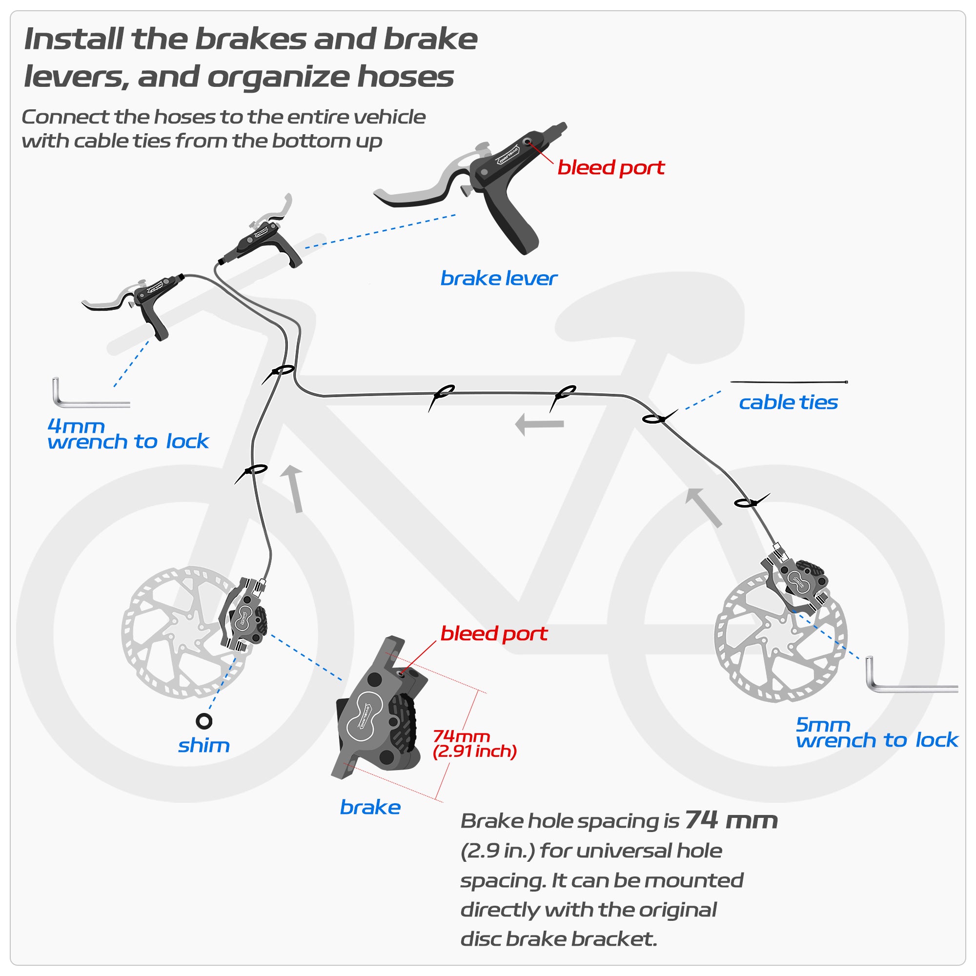 DYISLAND SD-230X 4-Piston MTB Hydraulic Disc Brake Set