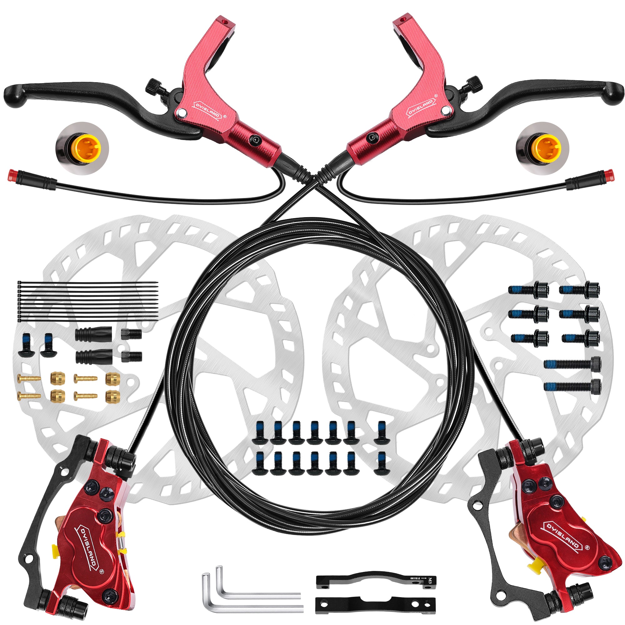 DYISLAND LD4X-300 4-Pistons Hydraulic Disc Brake Set  for E-Bike