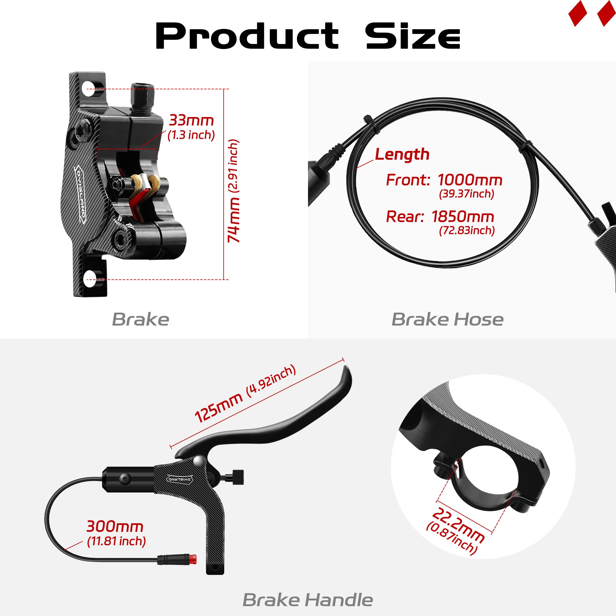 DYISLAND LD-200 2-Pistons Hydraulic Disc Brake Set  for E-Bike