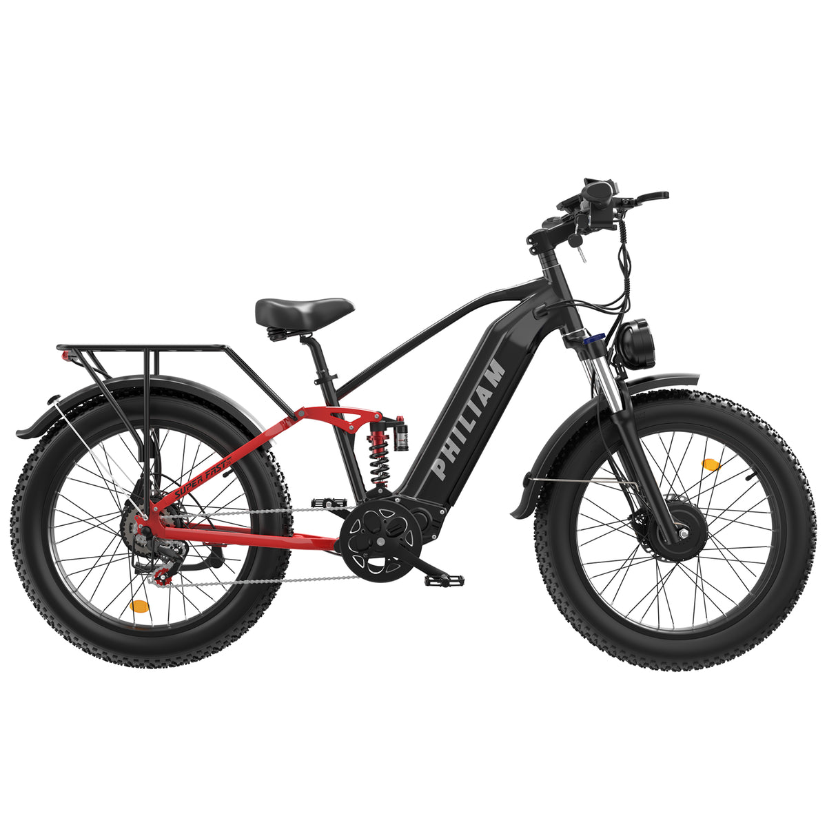 PHILIAM F3 PRO Dual Motor E-Bike, 3000W Peak Power, 52V 23Ah Battery, 37 MPH Top Speed, 100-Mile Range, Full Suspension Fat Tire (EU)