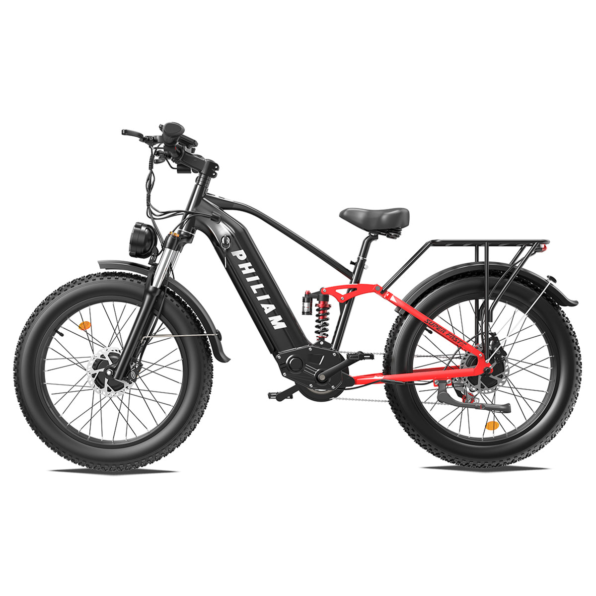 PHILIAM F3 PRO Dual Motor E-Bike, 3000W Peak Power, 52V 23Ah Battery, 37 MPH Top Speed, 100-Mile Range, Full Suspension Fat Tire (EU)