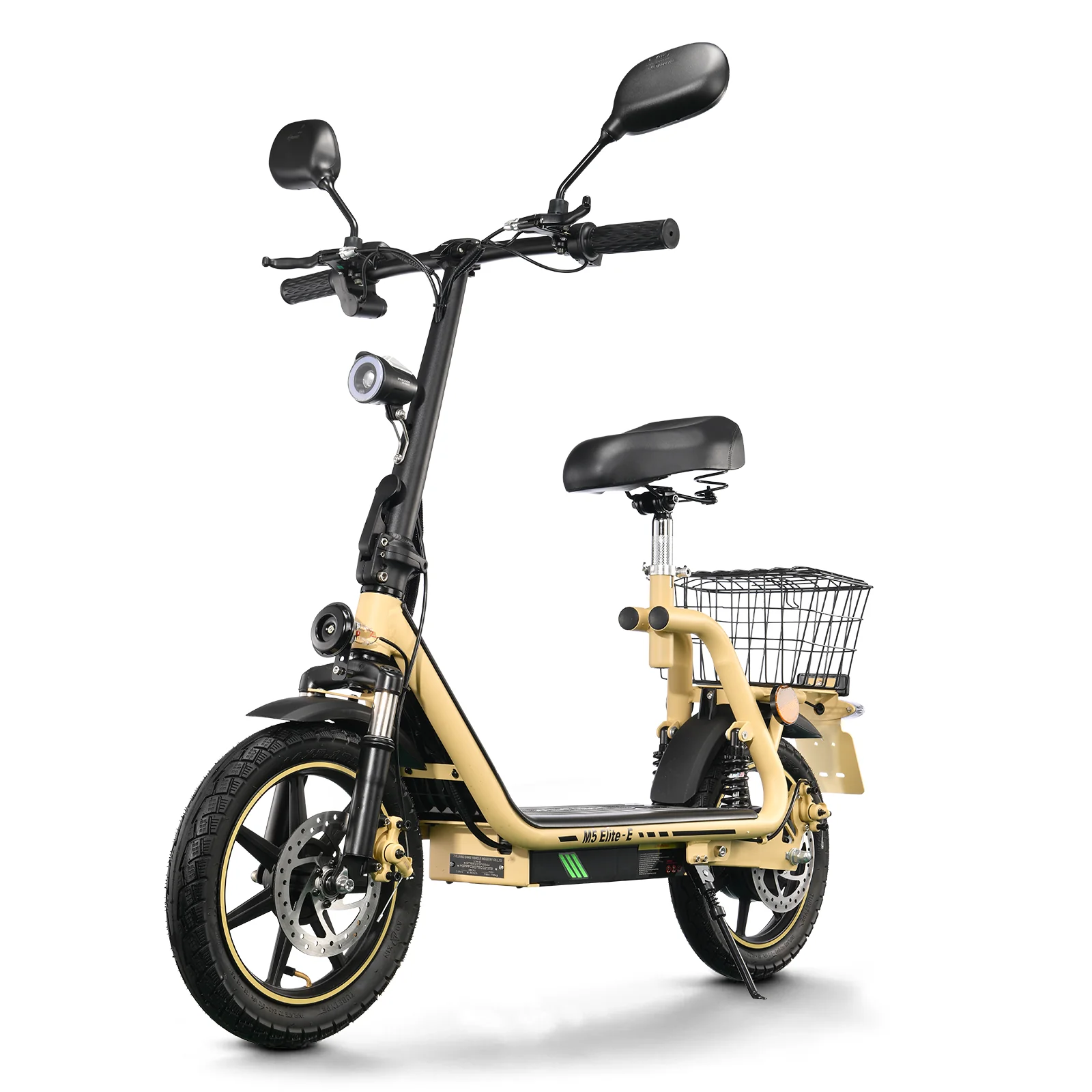 WOFISH M5 Elite-E Electric Scooter with Seat & Rear Basket – EEC Certified, 500W Motor, 40km/h Speed, 30km Range, Dual Suspension(EU)