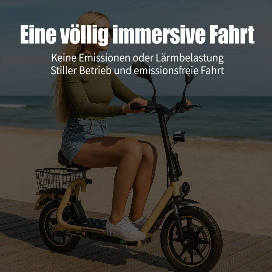 WOFISH M5 Elite-E Electric Scooter with Seat & Rear Basket – EEC Certified, 500W Motor, 40km/h Speed, 30km Range, Dual Suspension(EU)