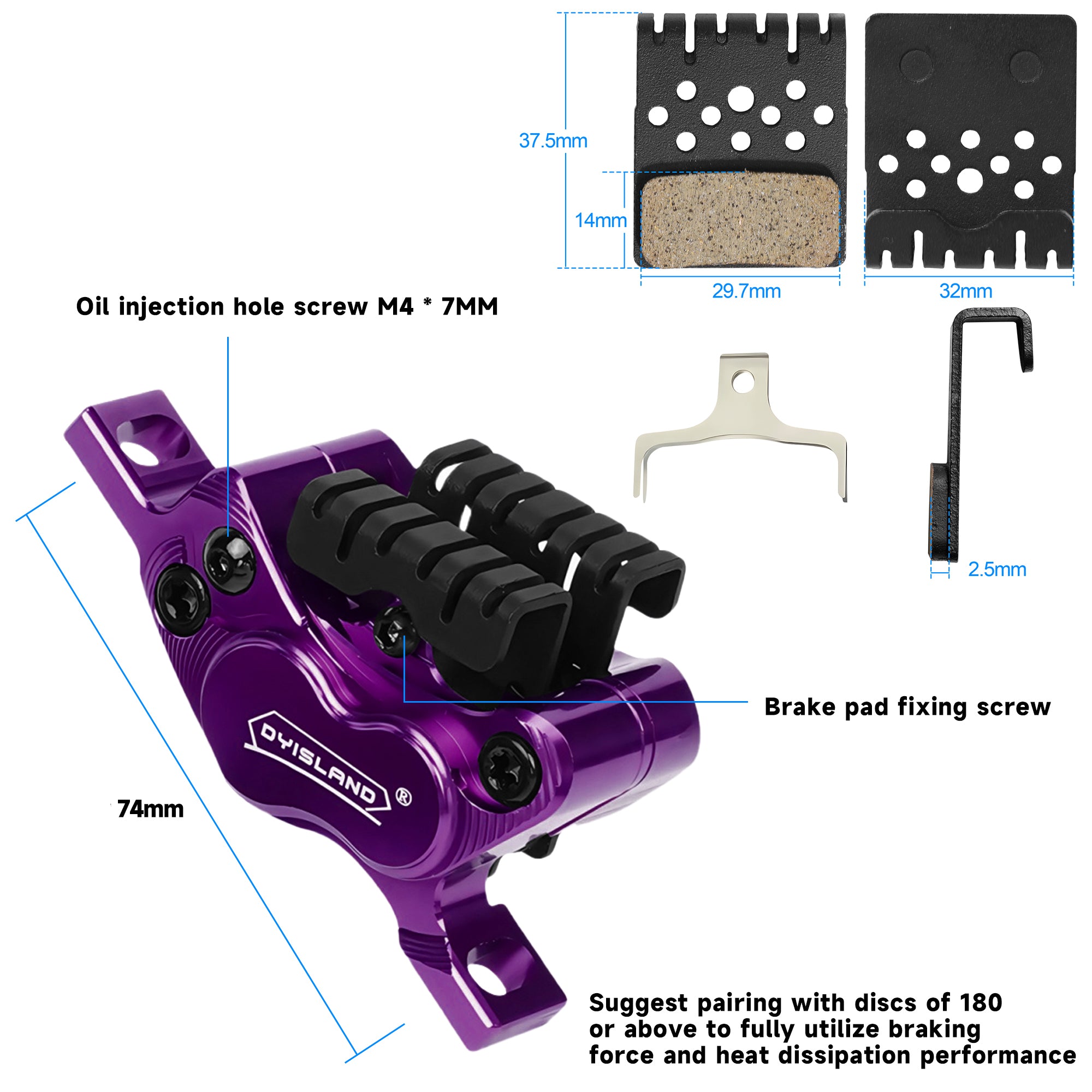 DYISLAND SDM4 Four-Piston Mountain Bike Hydraulic Disc Brake Set – 【2026 NEW】