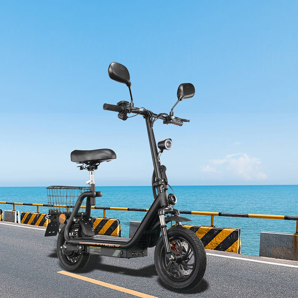 TWOFISH M5 PRO-E Electric Scooter with Seat & Rear Basket – EEC Certified, 500W Motor, 40km/h Speed, 30km Range, Dual Suspension (EU)