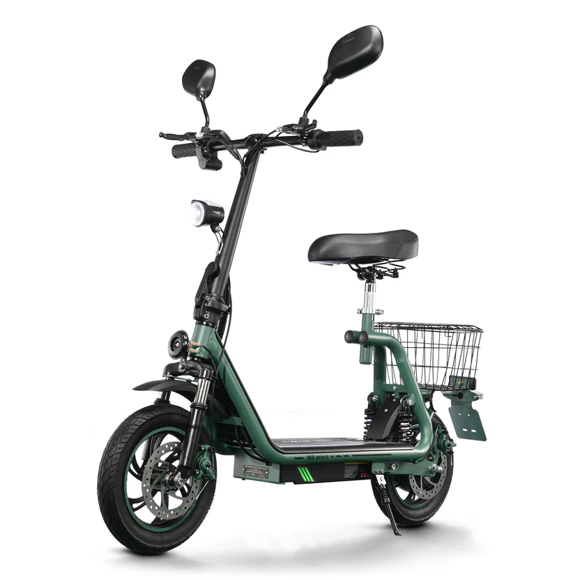 TWOFISH M5 PRO-E Electric Scooter with Seat & Rear Basket – EEC Certified, 500W Motor, 40km/h Speed, 30km Range, Dual Suspension (EU)