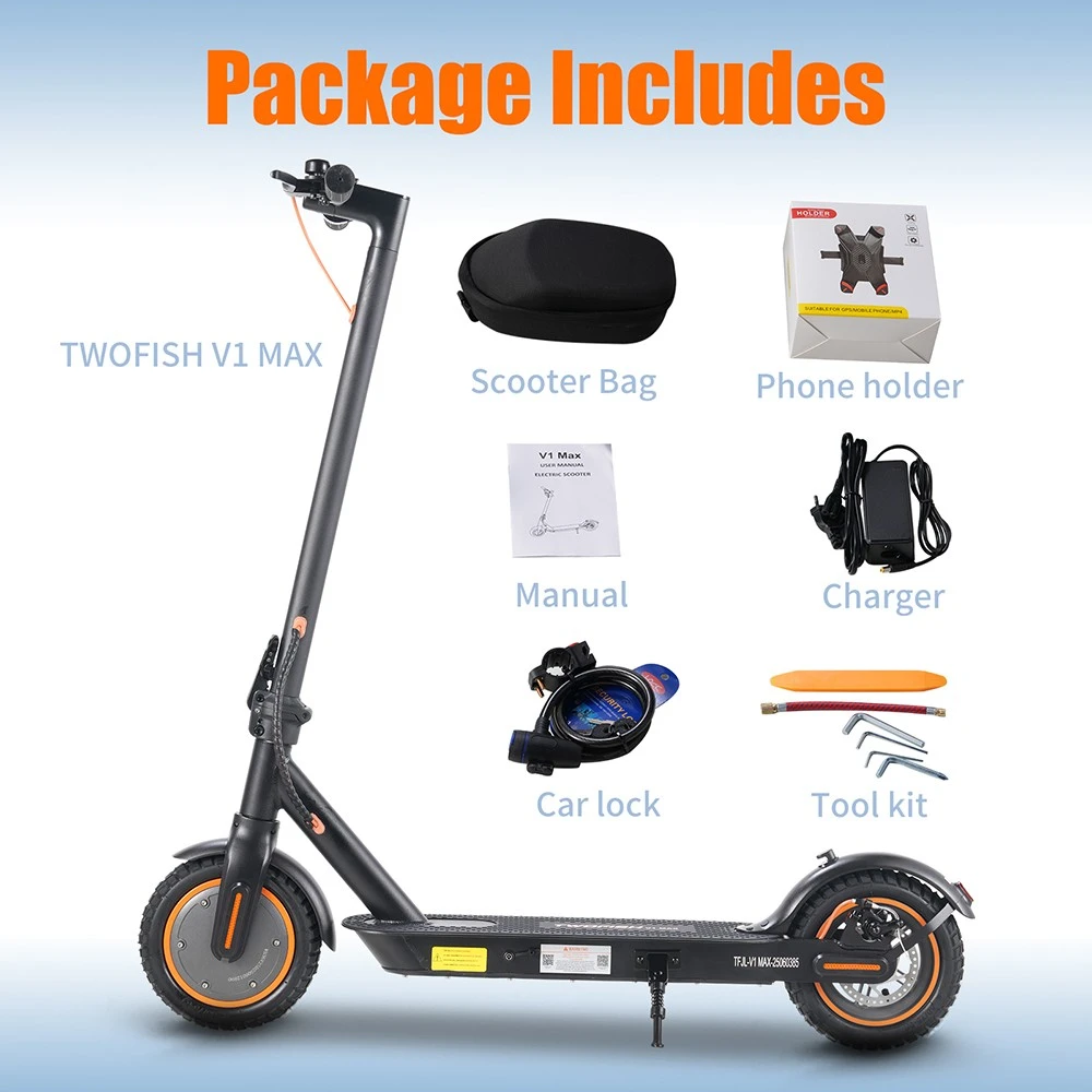 TWOFISH V1 MAX Electric Scooter for Commuting – 400W Motor, 28km/h Speed, 20km Range, Lightweight Design (EU)