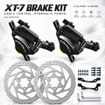 DYISLAND XT-7 Hydraulic Disc Brakes Calipers,Line Pulling/Cable Actuated Front & Rear Brake Calipers for MTB/Mountain Bike/E-Bike.