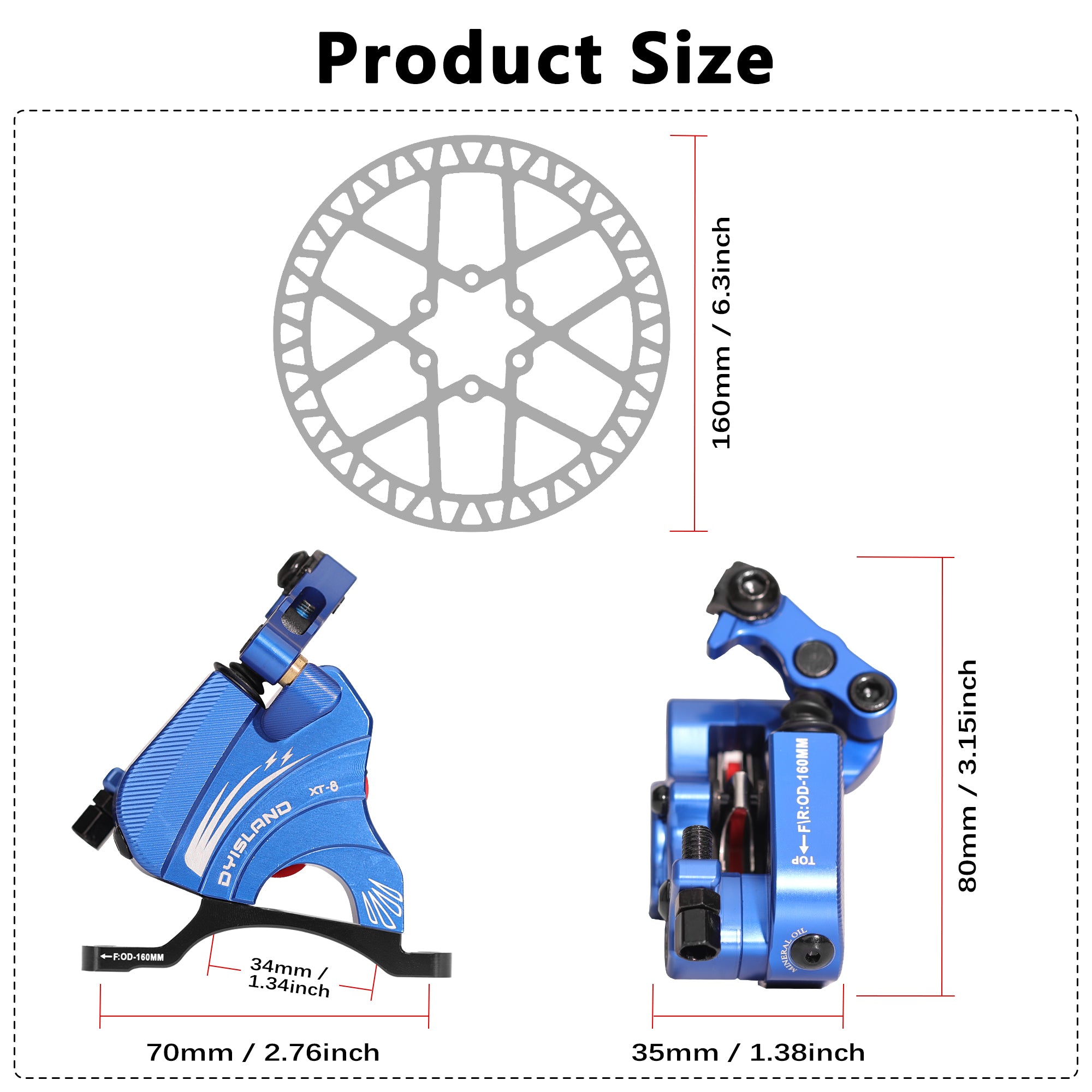 DYISLAND XT-8 Seilzugbetätigtes Hydraulisches Scheibenbremsen-Kit für Rennräder 