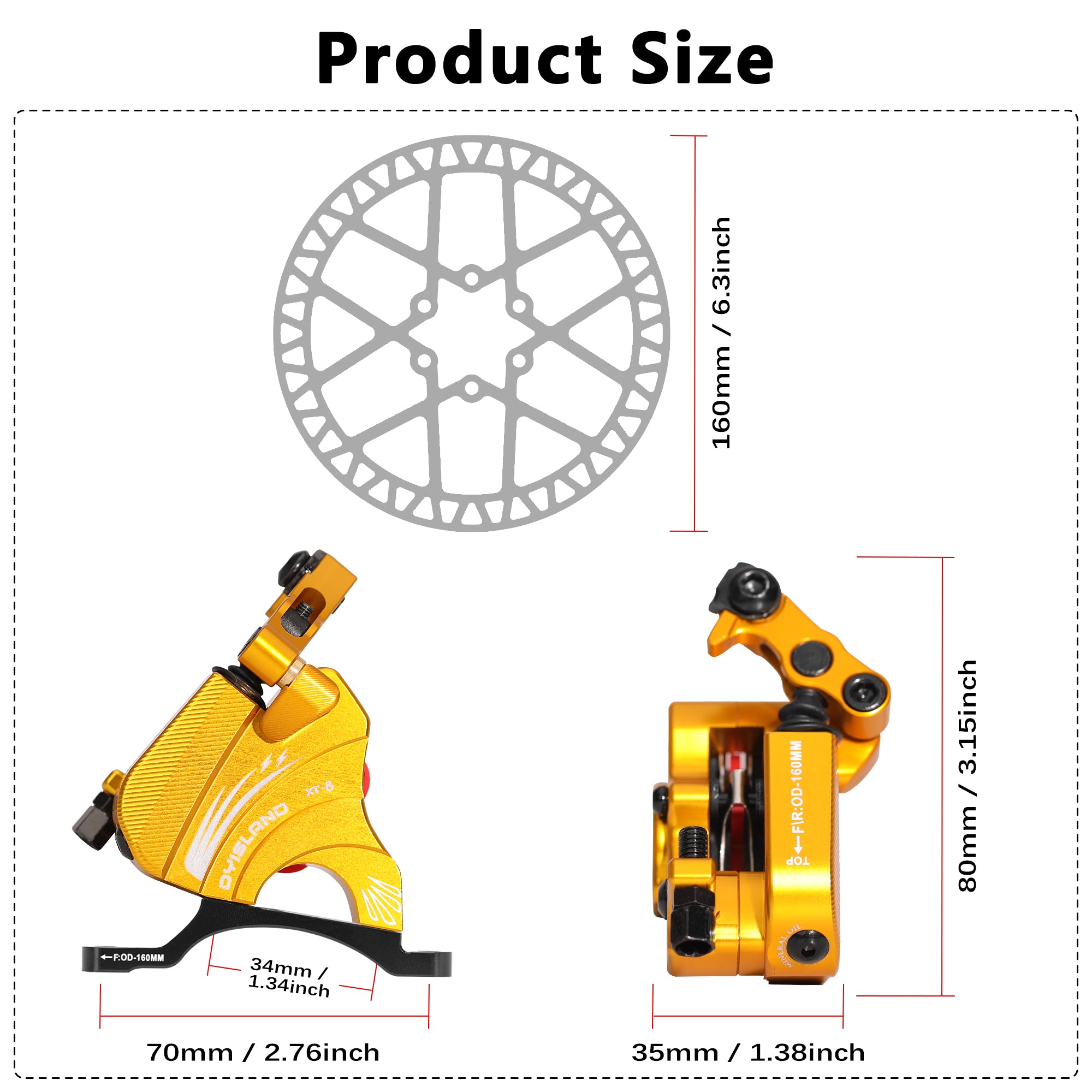 DYISLAND XT-8 Seilzugbetätigtes Hydraulisches Scheibenbremsen-Kit für Rennräder 
