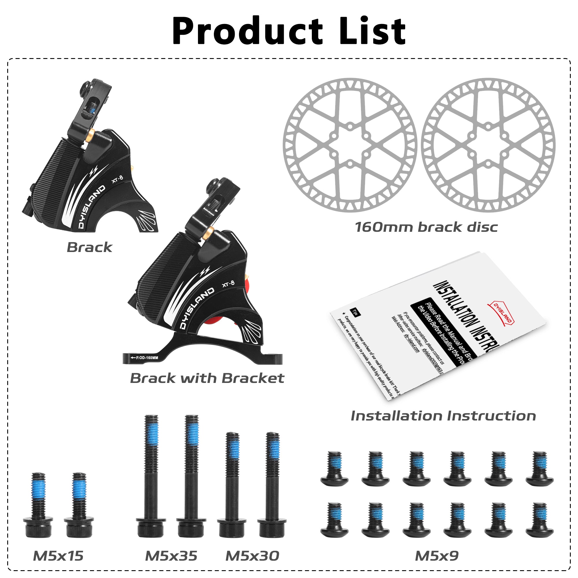 DYISLAND XT-8 Cable Actuated Road Bicycle Hydraulic Disc Brakes