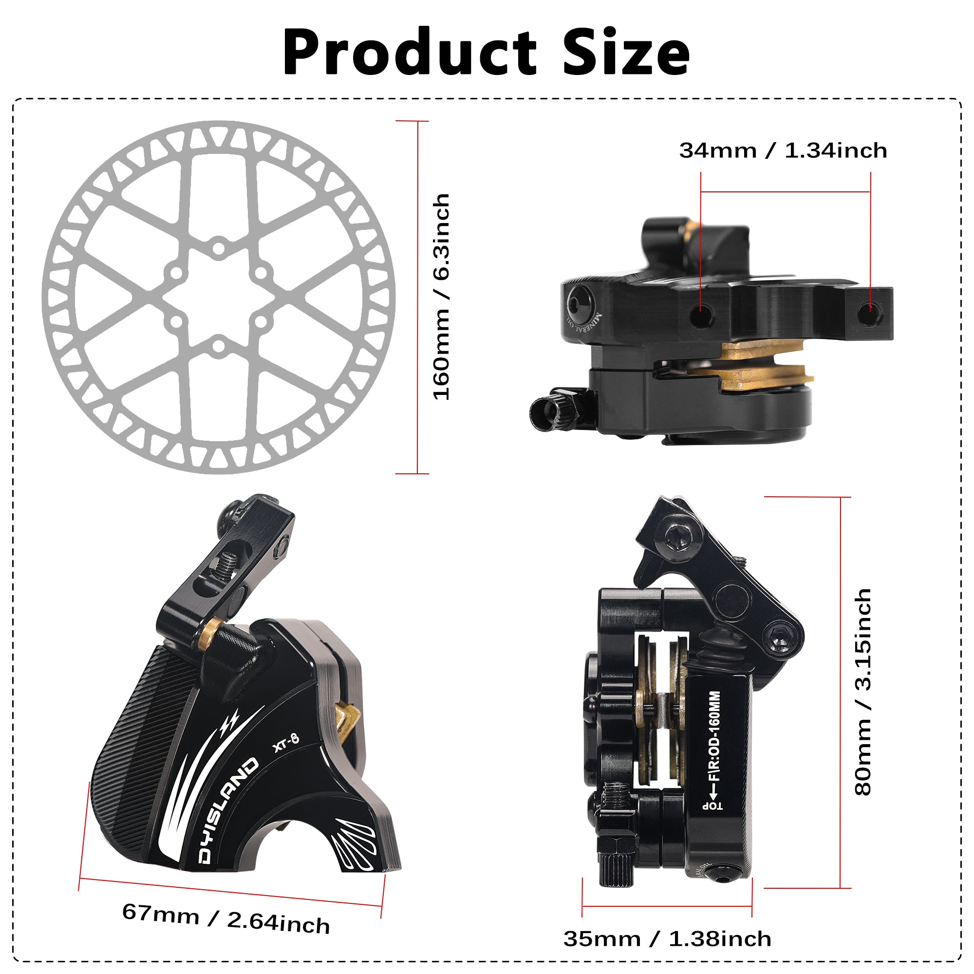 DYISLAND XT-8 Cable Actuated Road Bicycle Hydraulic Disc Brakes