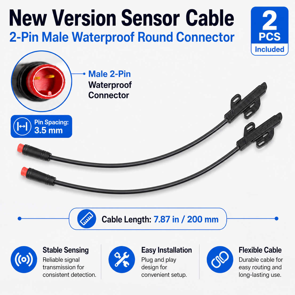 DYISLAND 2-Pin/3-Pin Waterproof Sensor Cable