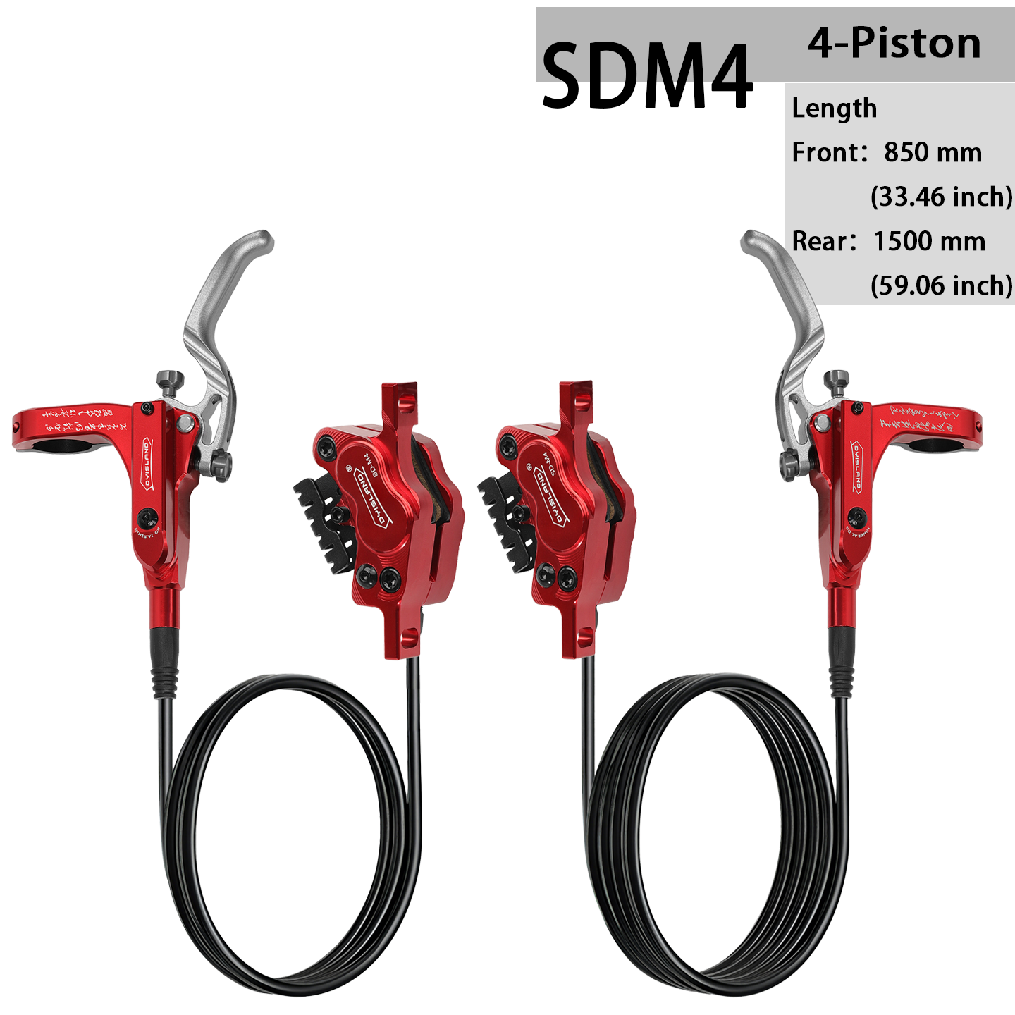 DYISLAND SDM4 Four-Piston Mountain Bike Hydraulic Disc Brake Set – 【2026 NEW】